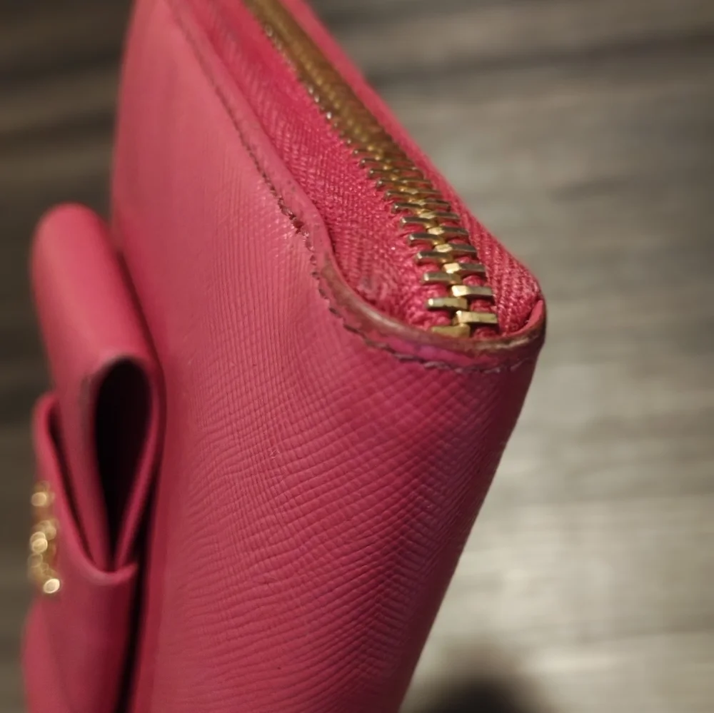 Prada Pink Saffiano Leather Long Zip Continental Wallet